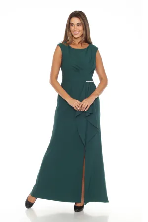 Joseph Ribkoff Absolute Green Ruffled Mermaid Evening Dress 243703