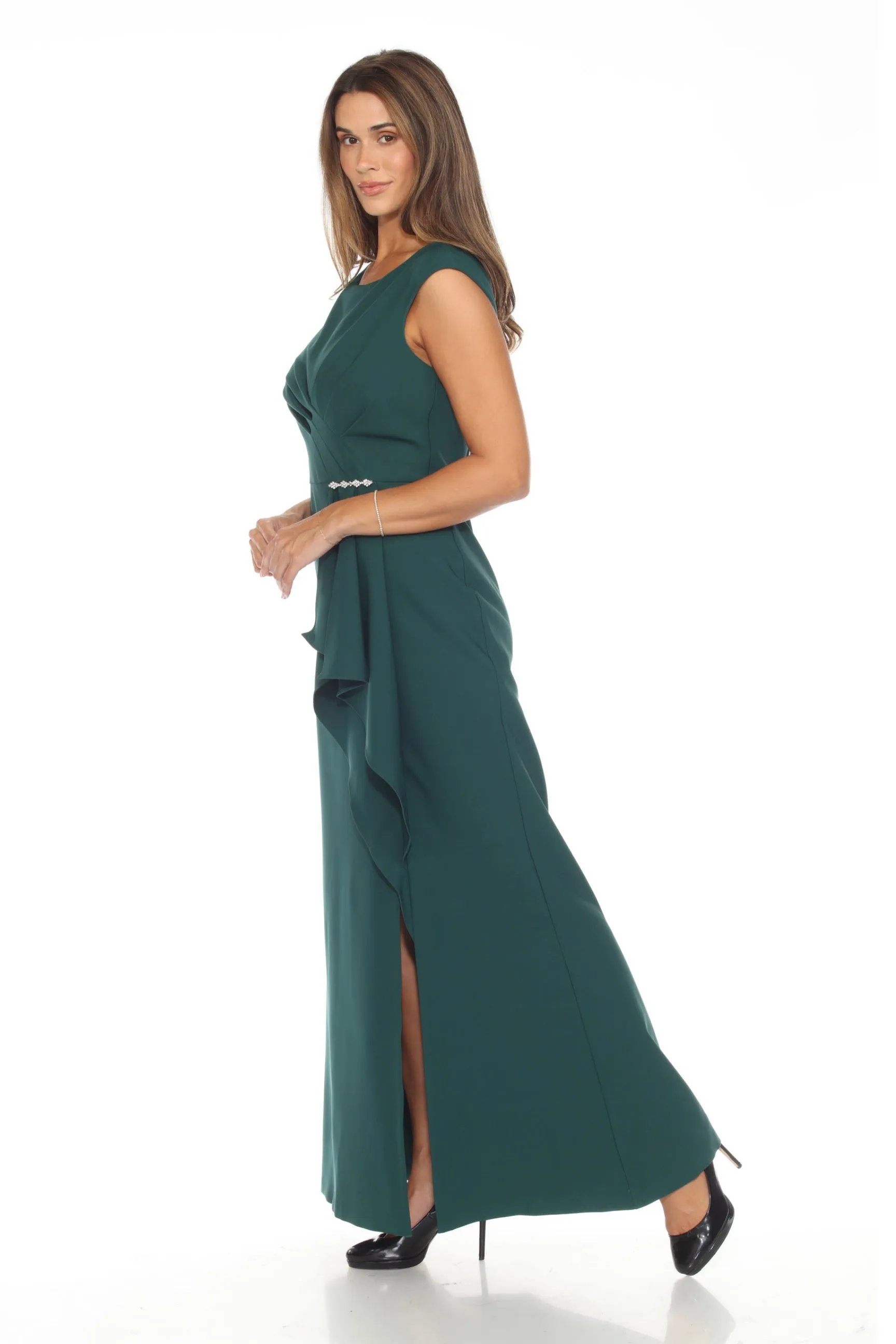Joseph Ribkoff Absolute Green Ruffled Mermaid Evening Dress 243703