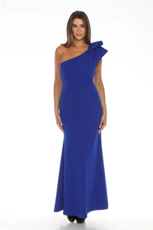Joseph Ribkoff Royal Sapphire Ruffled One-Shoulder Evening Dress 243746