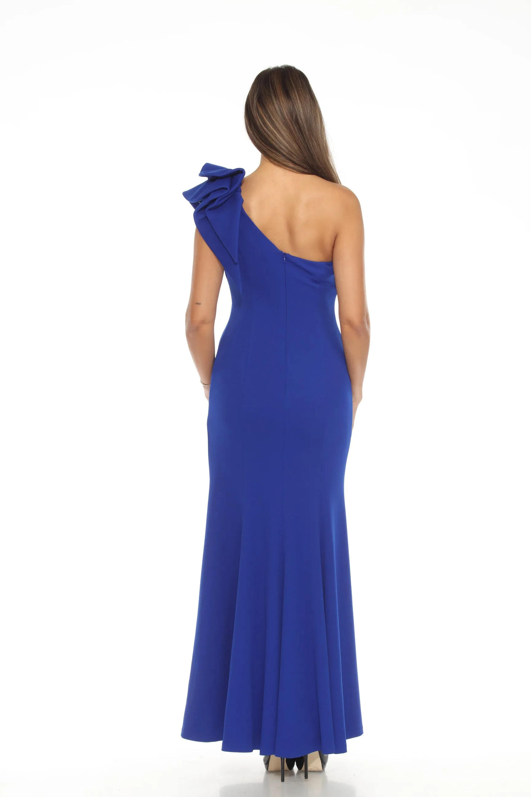 Joseph Ribkoff Royal Sapphire Ruffled One-Shoulder Evening Dress 243746