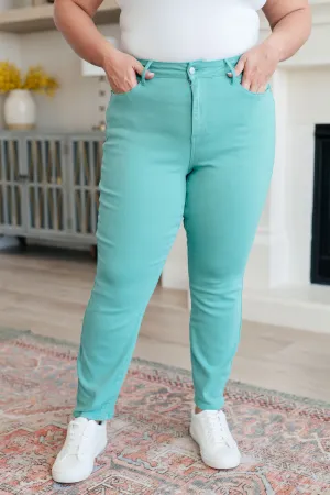 Judy Blue Aqua Marine Bridgette High Rise Garment Dyed Slim Jeans