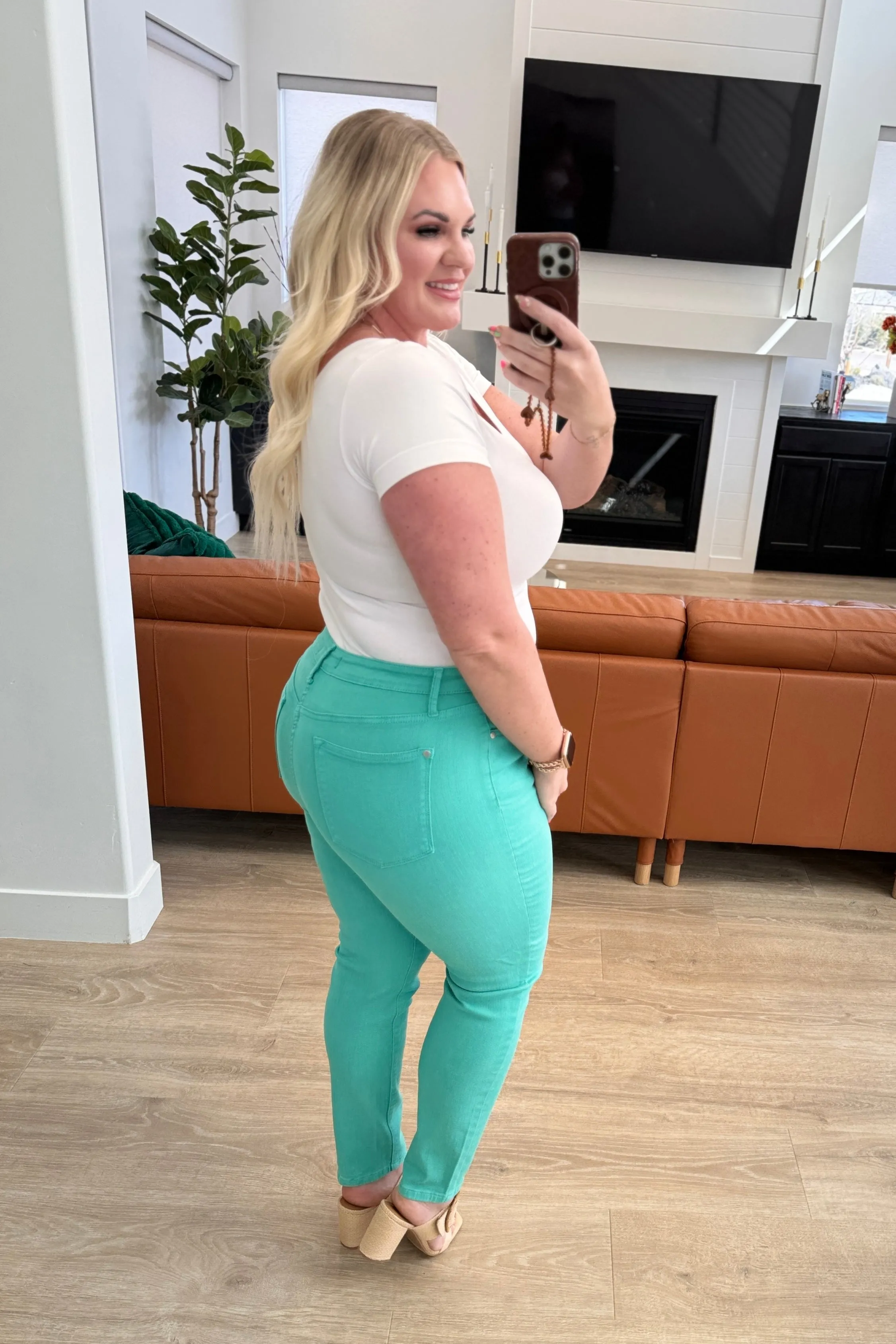 Judy Blue Aqua Marine Bridgette High Rise Garment Dyed Slim Jeans