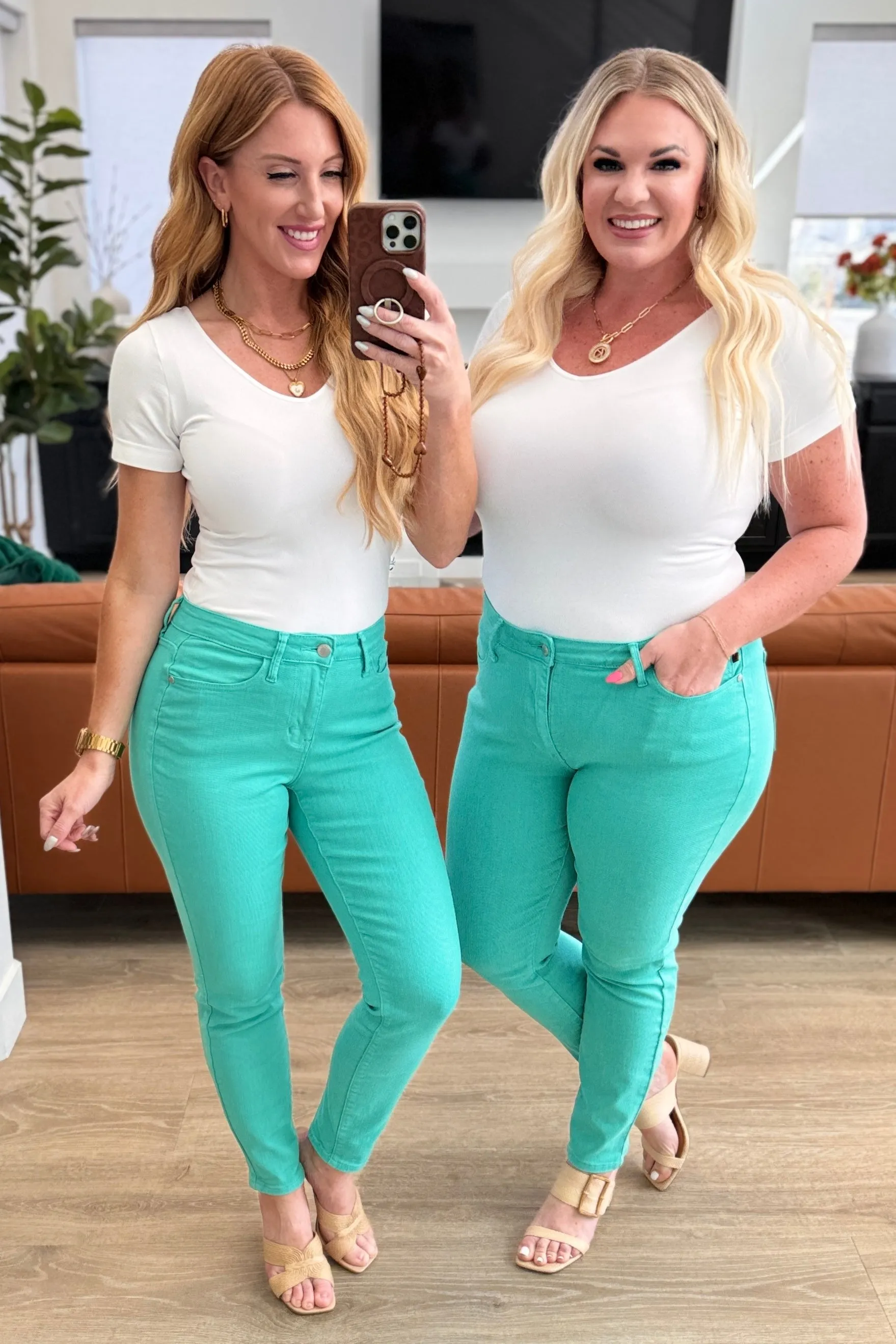 Judy Blue Aqua Marine Bridgette High Rise Garment Dyed Slim Jeans