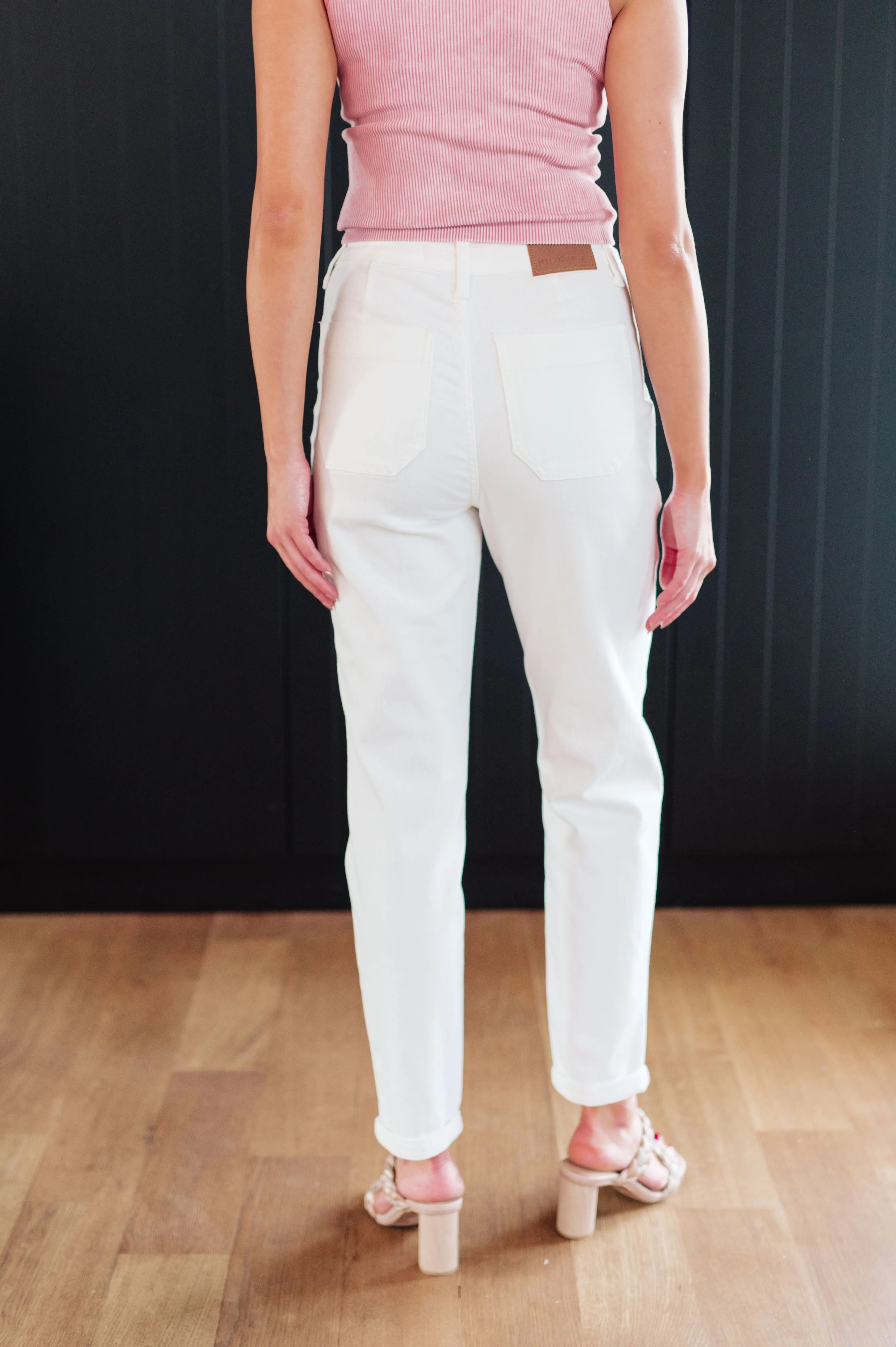 Judy Blue High-Rise Denim Joggers in Ecru