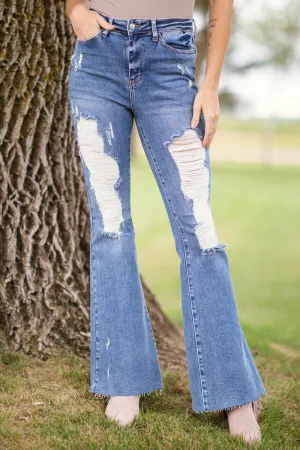 Judy Blue High Waist Distressed Flare Jeans