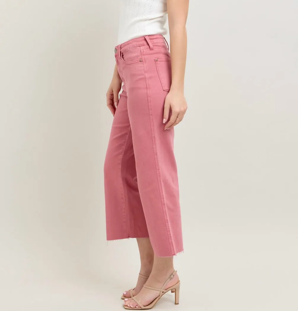 Judy Blue High Waist Garment Dye Wide Leg Crops