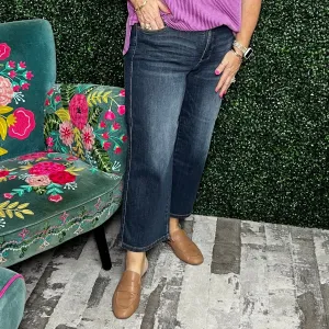 Judy Blue Tummy Control Dark High Waist Crop Jeans
