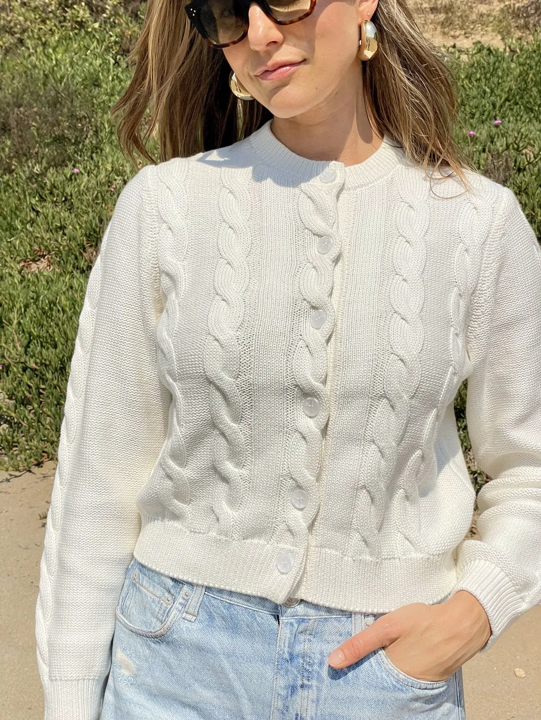 Juniper Women's Cotton Cable Cardigan
