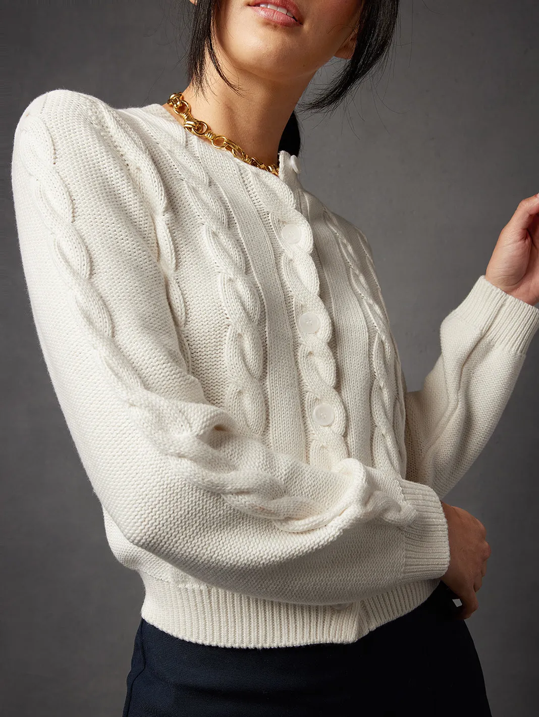 Juniper Women's Cotton Cable Cardigan