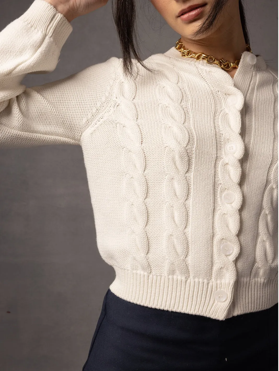 Juniper Women's Cotton Cable Cardigan