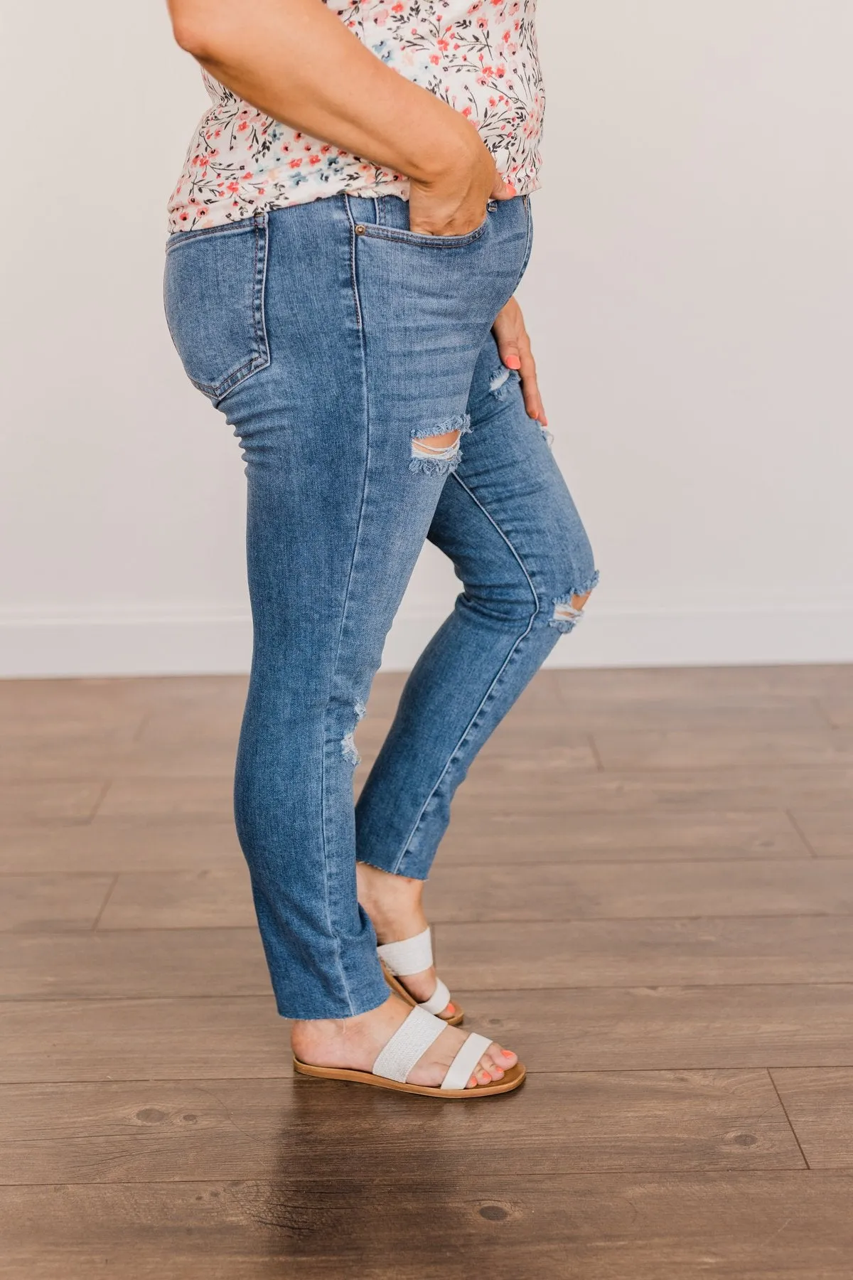 Just USA Distressed Skinny Jeans- Sienna Wash