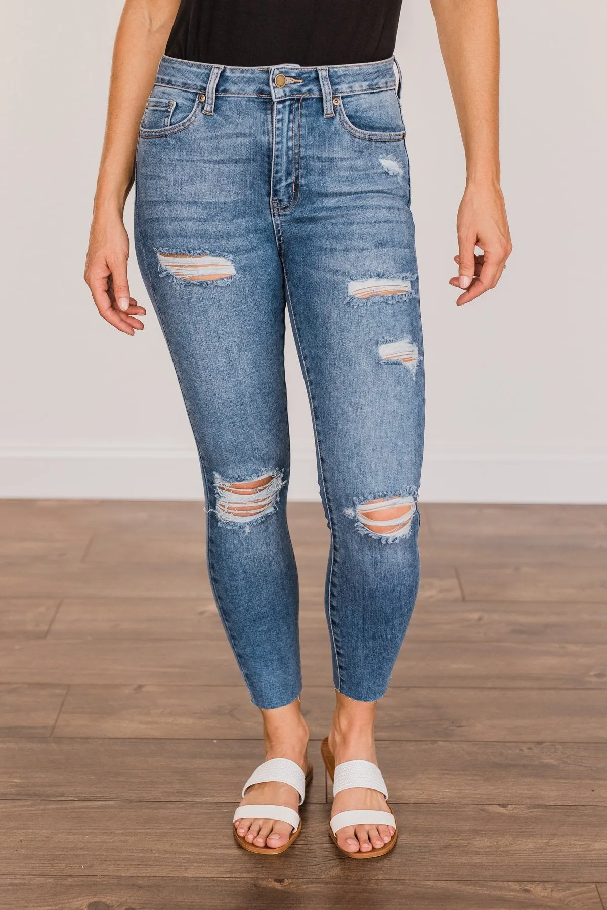 Just USA Distressed Skinny Jeans- Sienna Wash