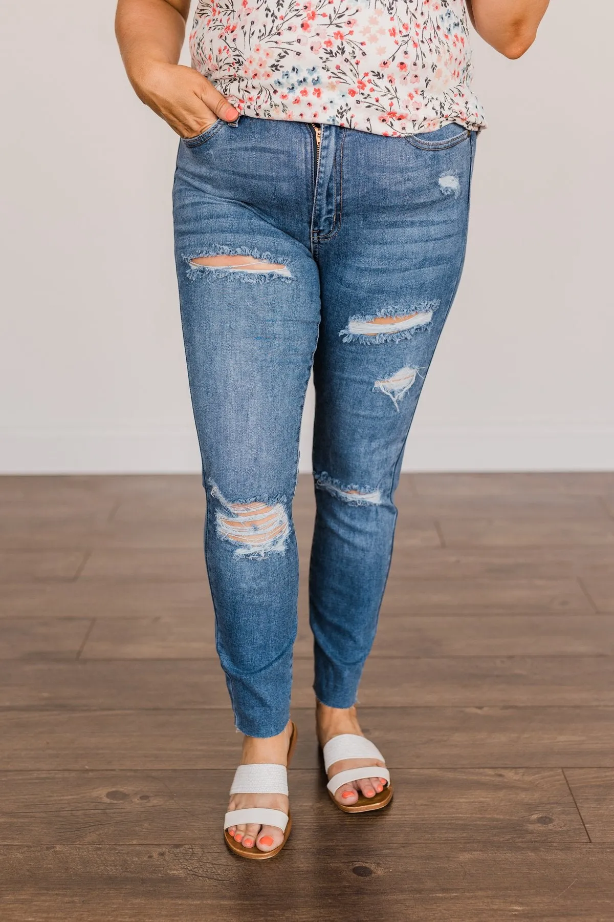 Just USA Distressed Skinny Jeans- Sienna Wash