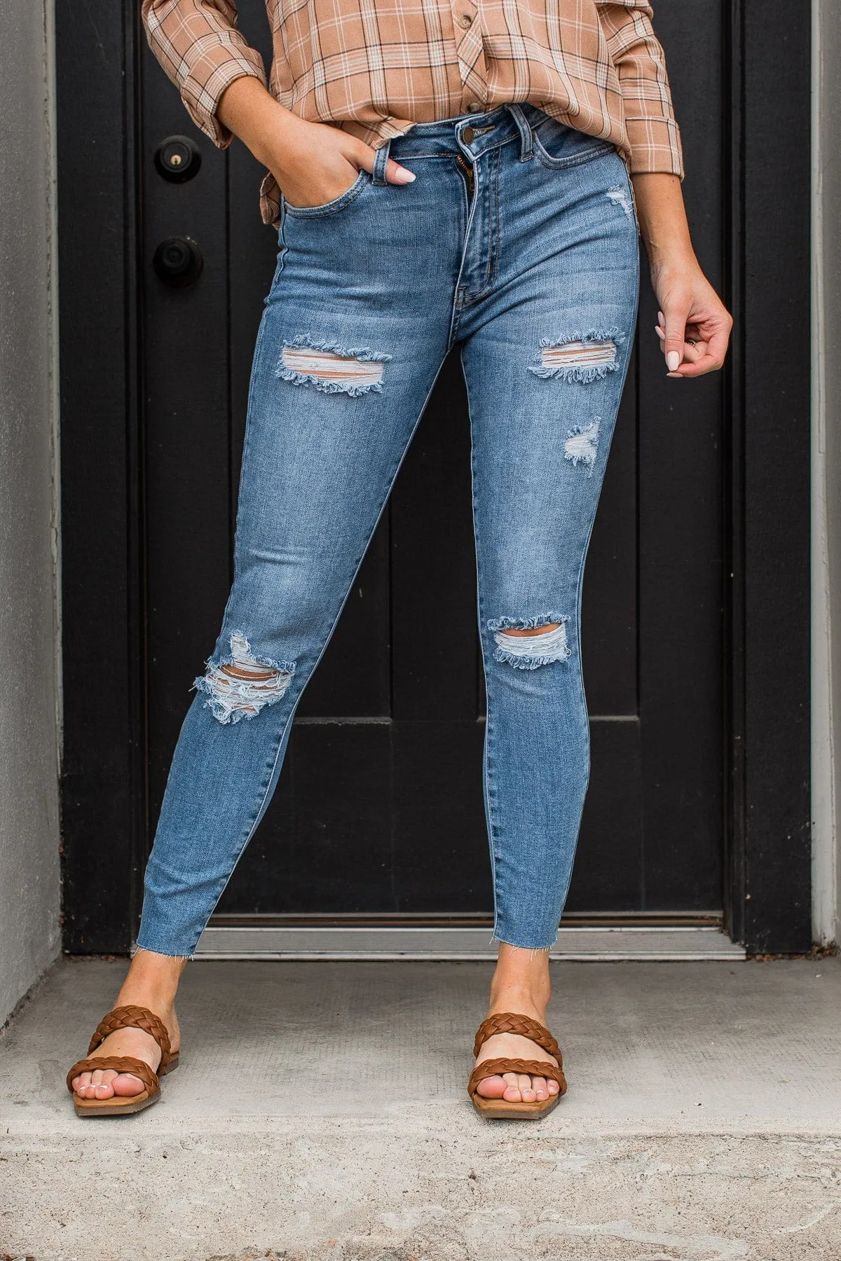 Just USA Distressed Skinny Jeans- Sienna Wash