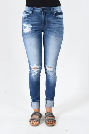 Kan Can Mid Rise Jeans - Janet Wash