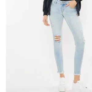 KANCAN Ankle Skinny Distressed Frayed Hem Denim Jeans
