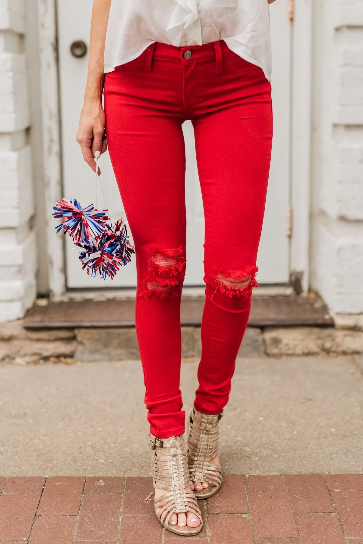 KanCan Colored Skinny Jeans- Scarlet Red