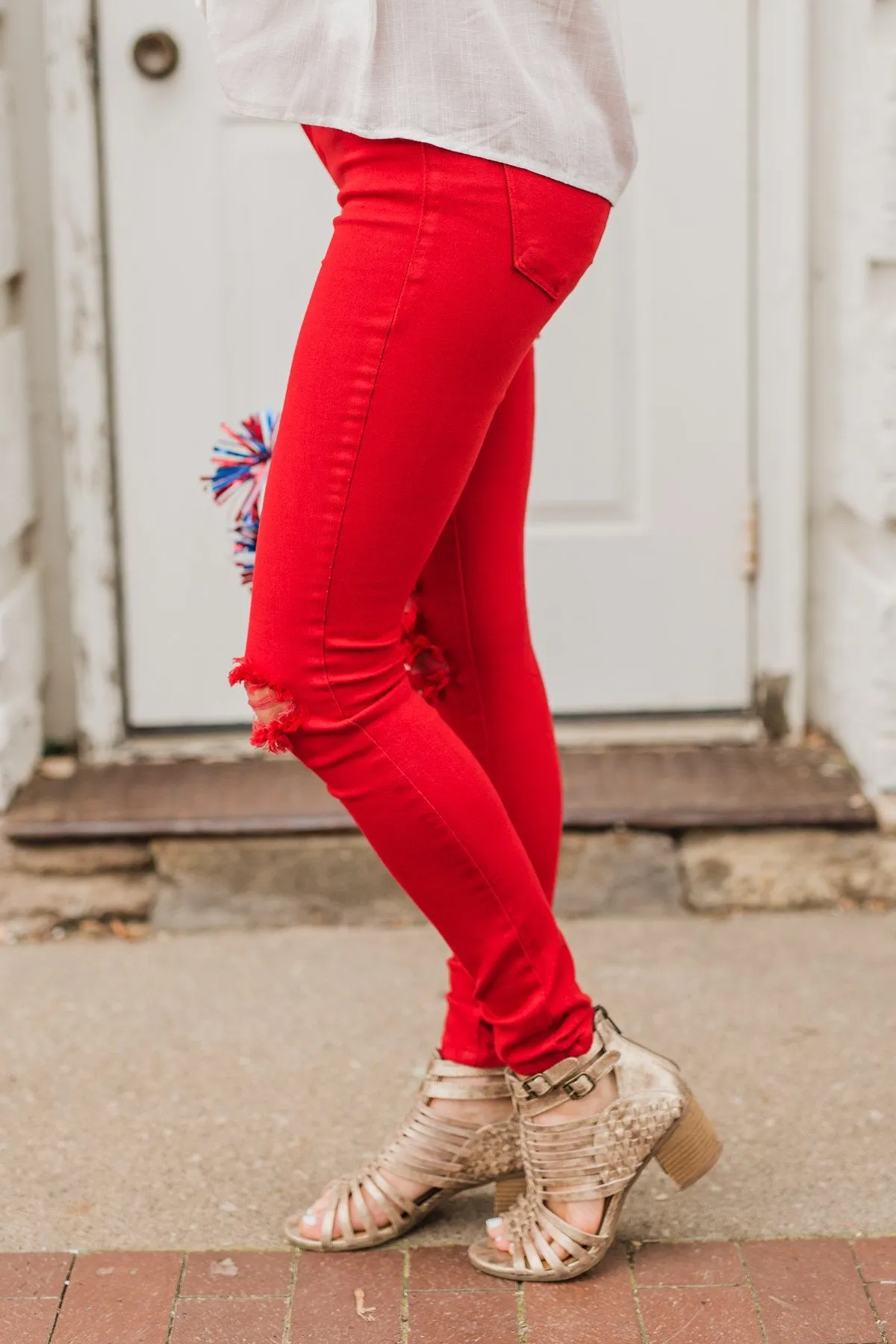 KanCan Colored Skinny Jeans- Scarlet Red