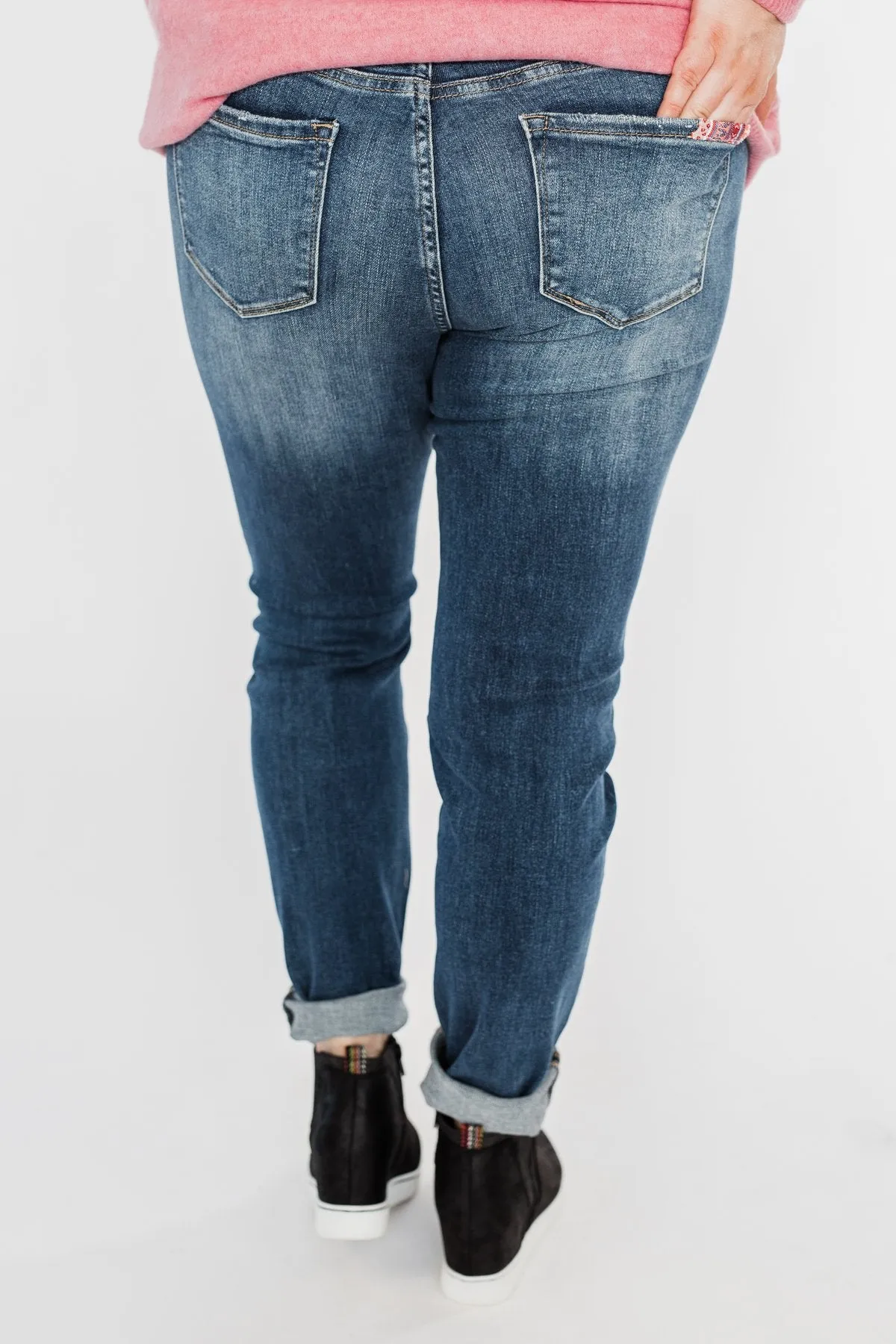 KanCan Distressed Skinny Jeans- Aztec Patch
