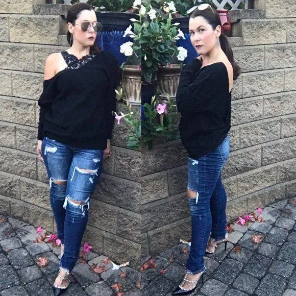 Kancan KC5055KD Super Dark Wash Mid Rise Distressed Skinny Jeans
