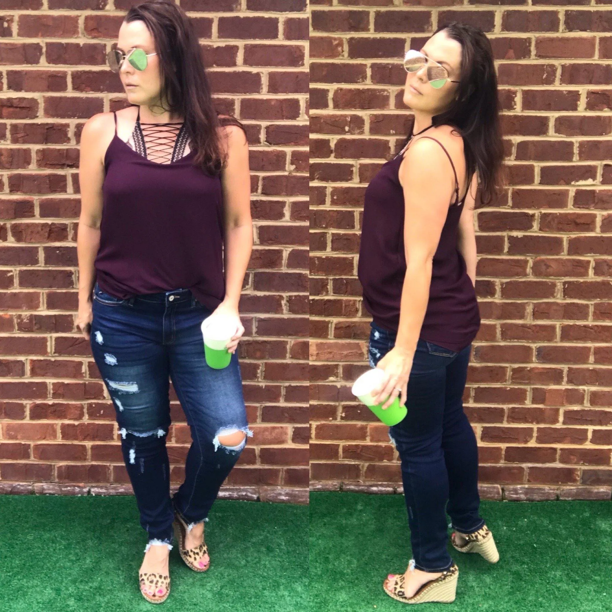 Kancan KC5055KD Super Dark Wash Mid Rise Distressed Skinny Jeans