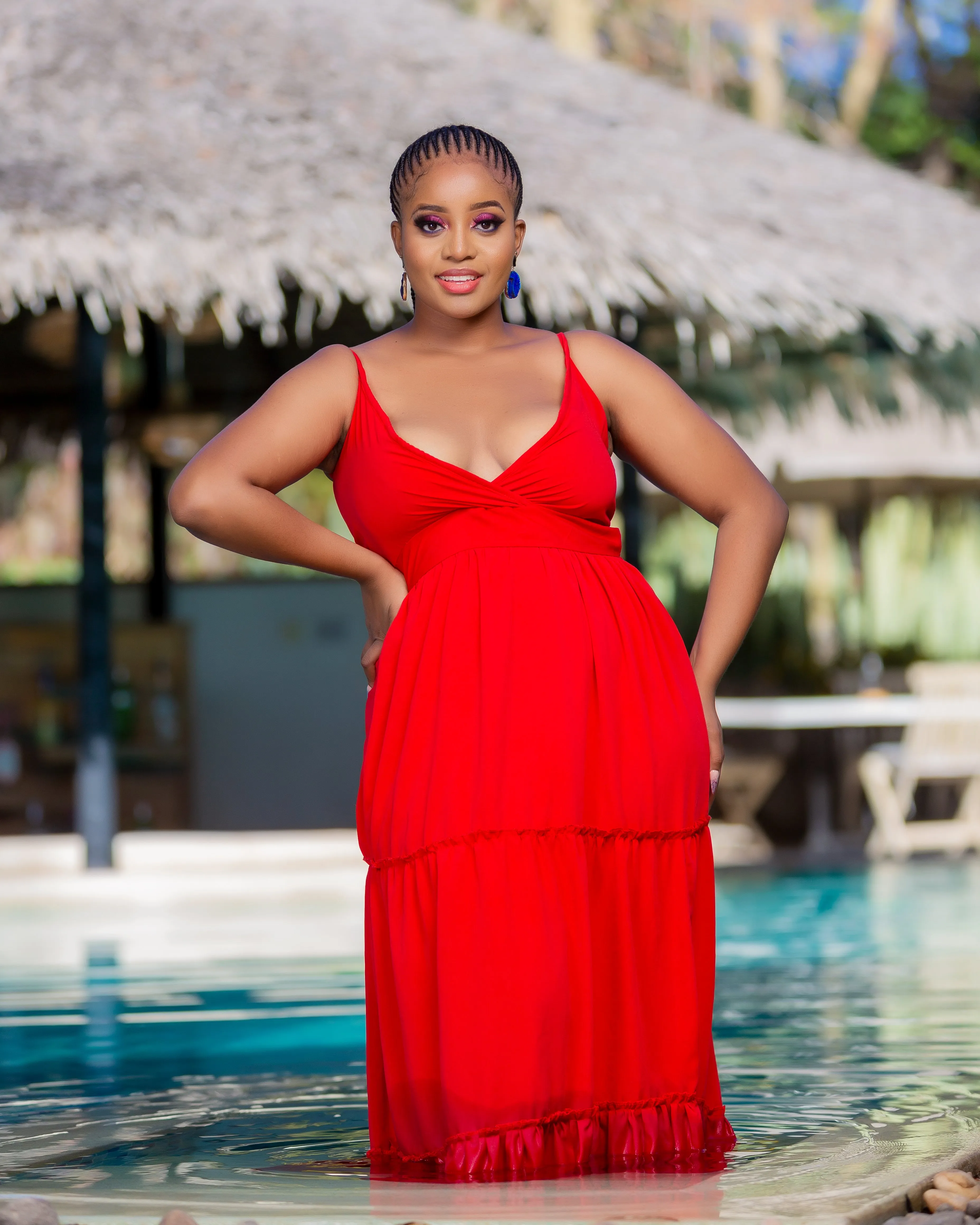 Kaptim Maxi Dress-Red