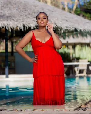Kaptim Maxi Dress-Red