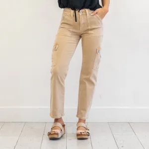 Khaki High Rise Cargo Straight Leg