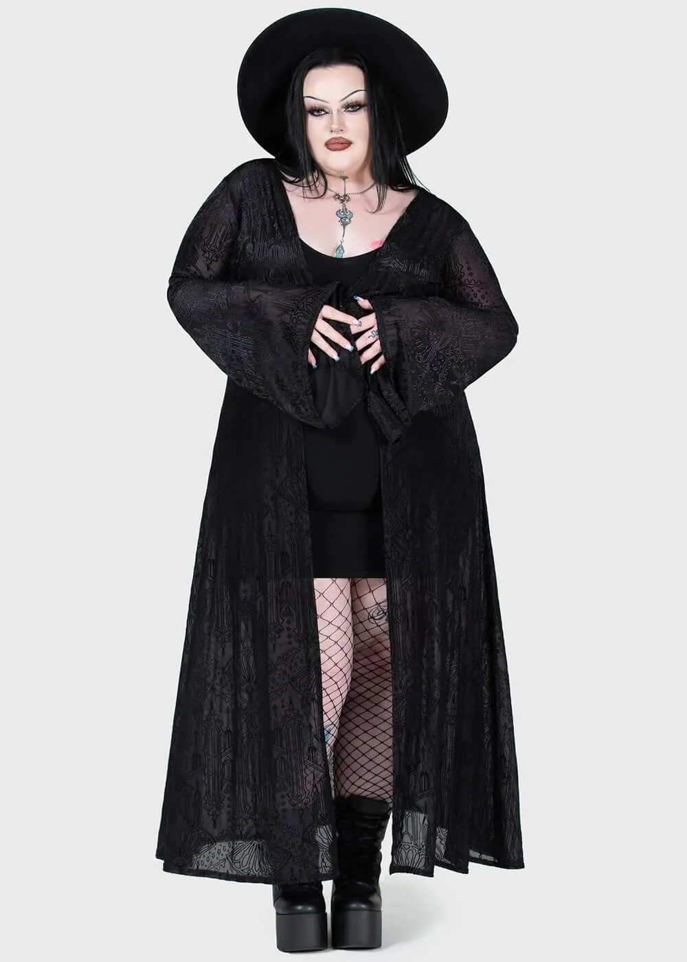 Killstar Blessing In Demise Velvet Duster Black