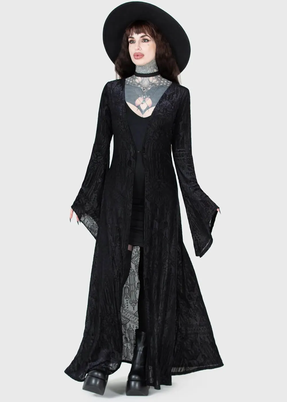 Killstar Blessing In Demise Velvet Duster Black
