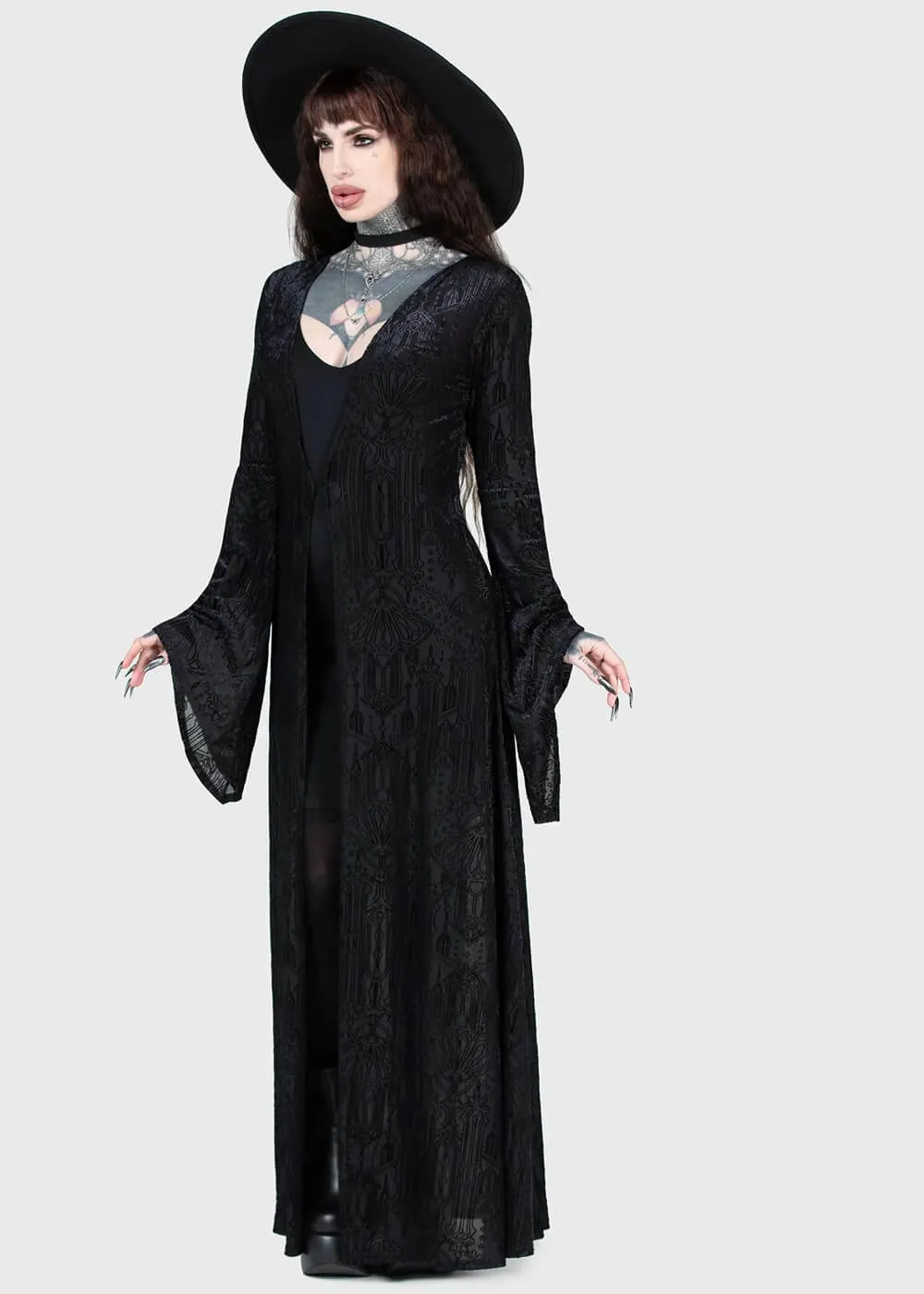 Killstar Blessing In Demise Velvet Duster Black