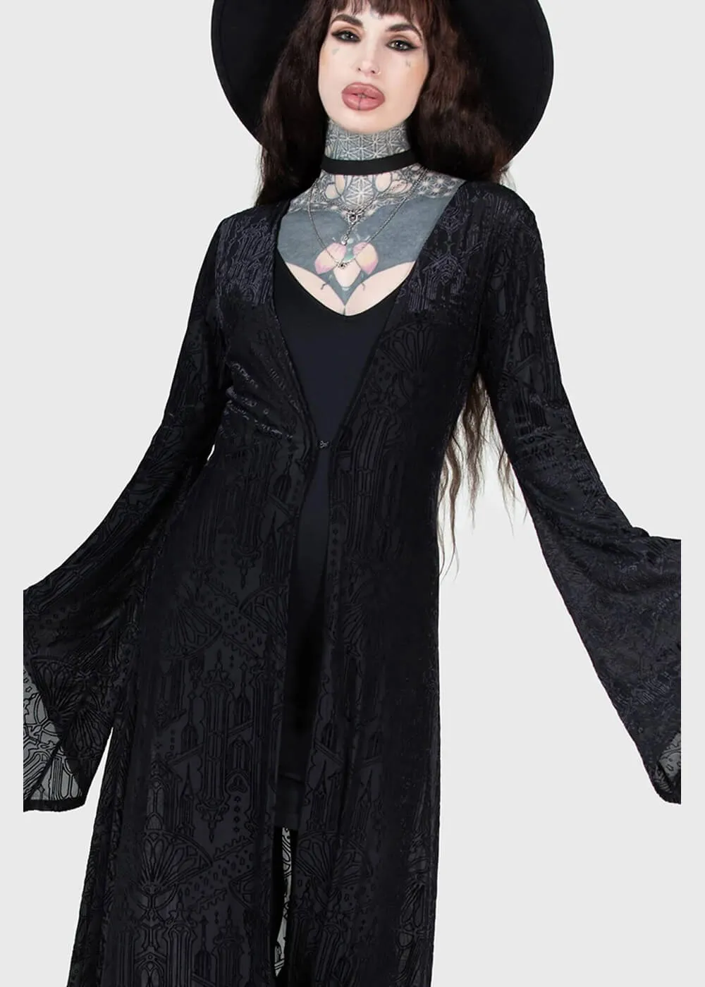 Killstar Blessing In Demise Velvet Duster Zwart