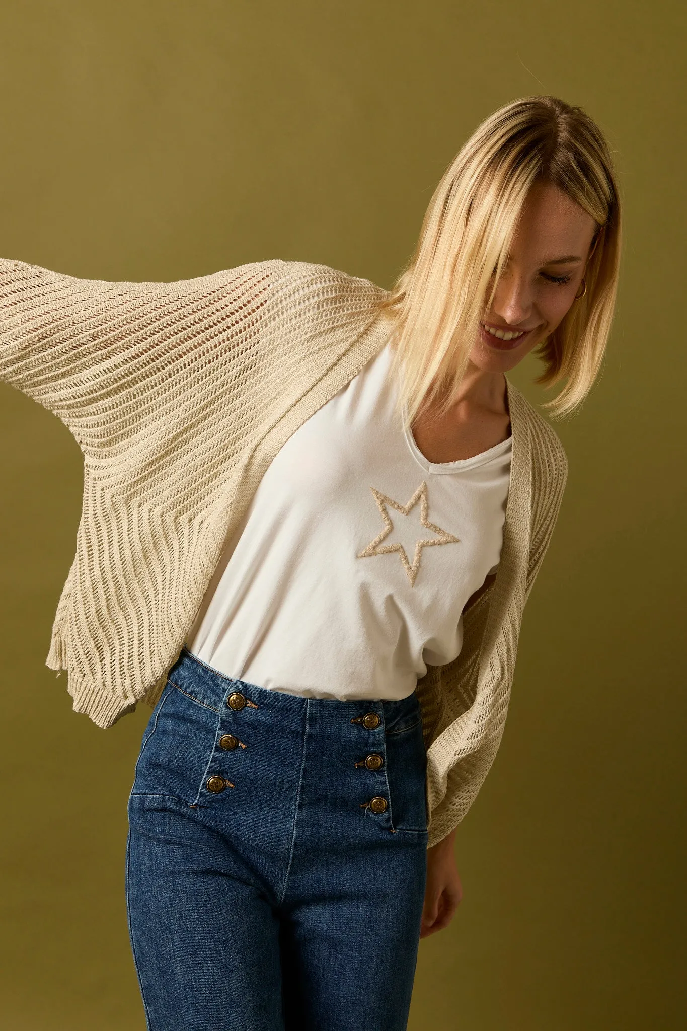 Kimono punto beige