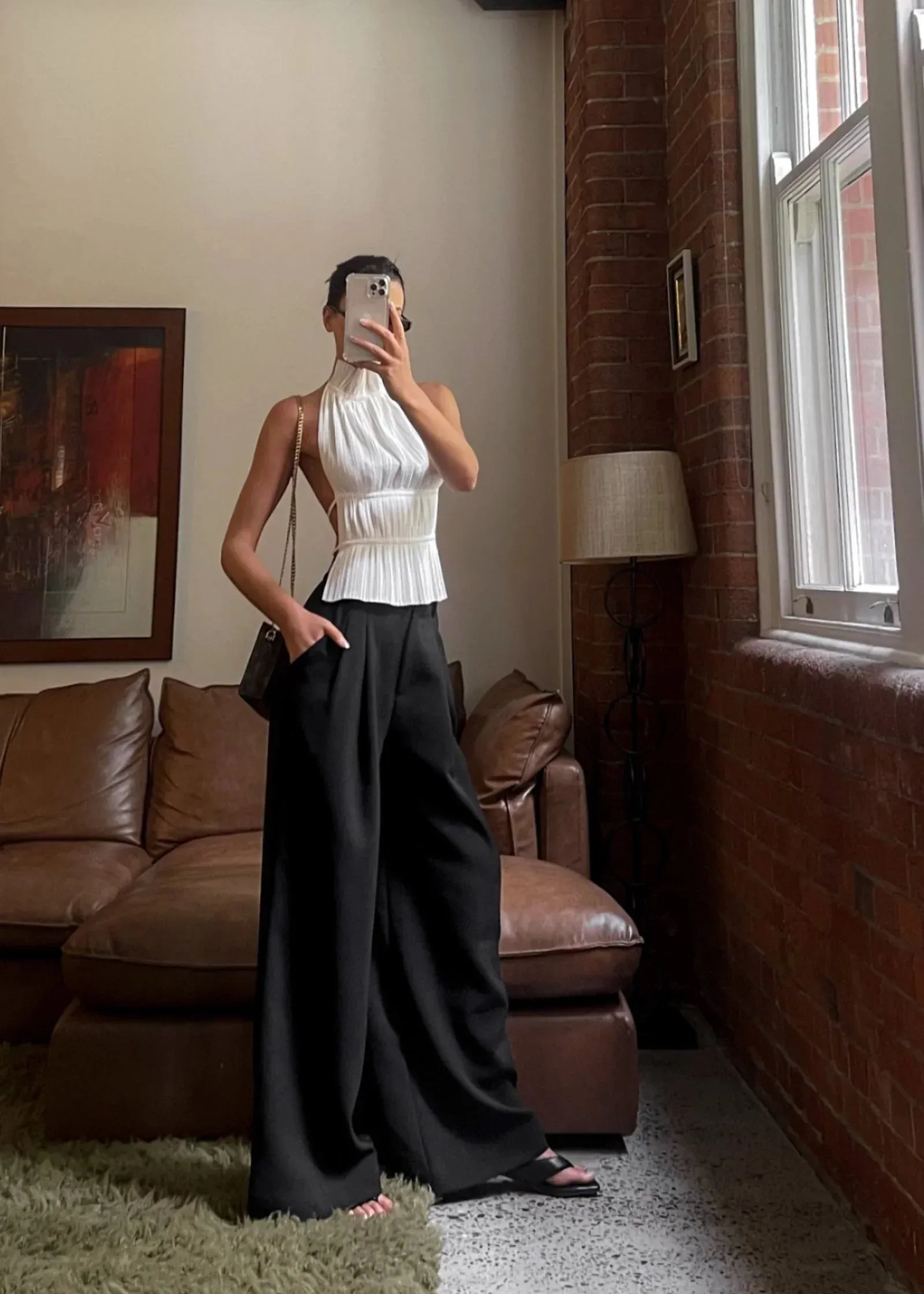 Lauren | Backless Pleated Top
