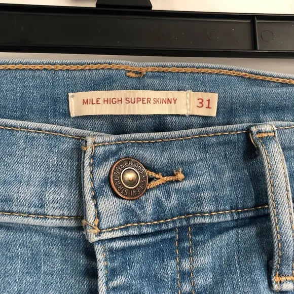 LEVI'S Mile High Super Skinny Jeans High Rise Distressed Light Wash StretchDenim