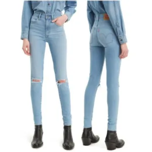 LEVI'S Mile High Super Skinny Jeans High Rise Distressed Light Wash StretchDenim
