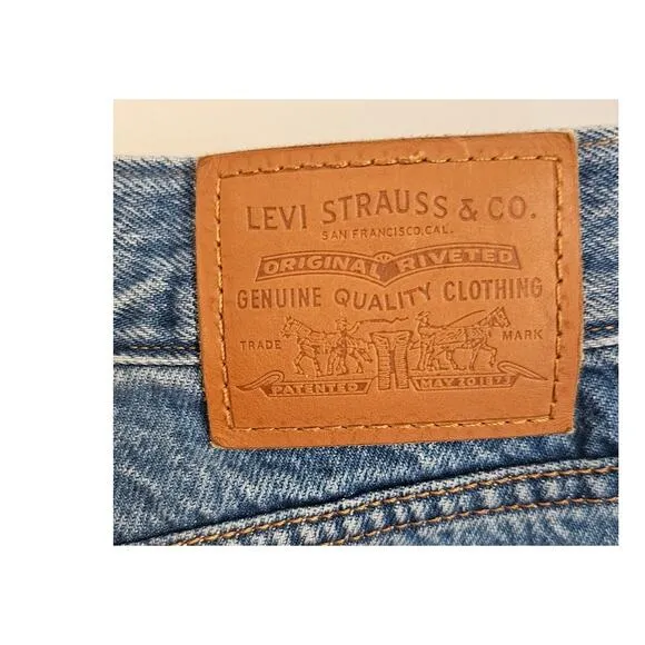 LEVIS Premium Wedgie Straight High Rise Distressed Blue Jeans, Womens Sz 27