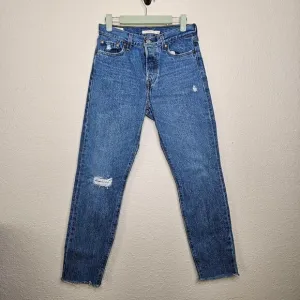 Levi’s Wedgie Raw Hem Denim Jeans Distressed button fly womens size 26