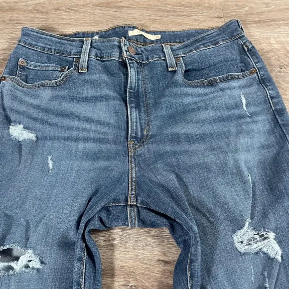 Levi's Women's 726 Flare Jeans Distressed Denim Casual Size 33 Blue