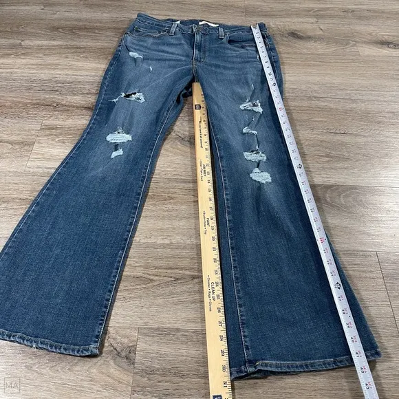 Levi's Women's 726 Flare Jeans Distressed Denim Casual Size 33 Blue
