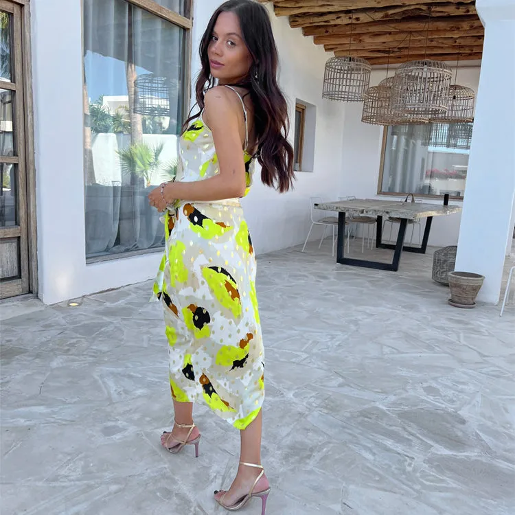 Lime Abstract Animal Jaspre Skirt