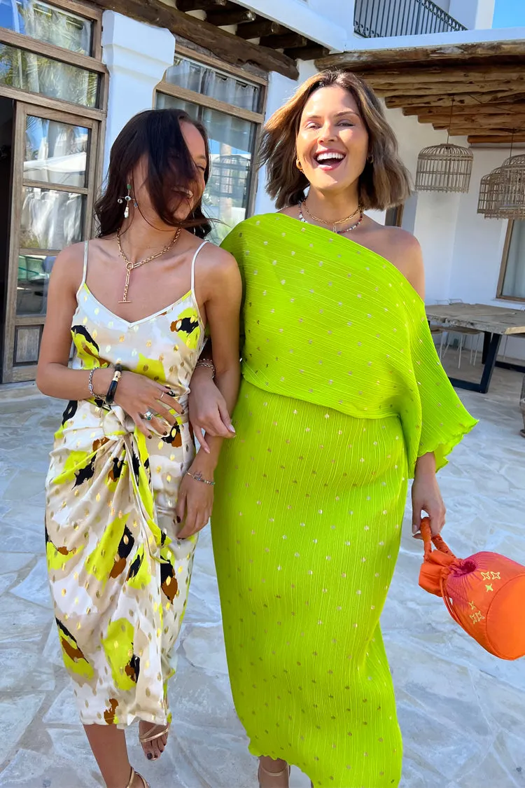 Lime Abstract Animal Jaspre Skirt