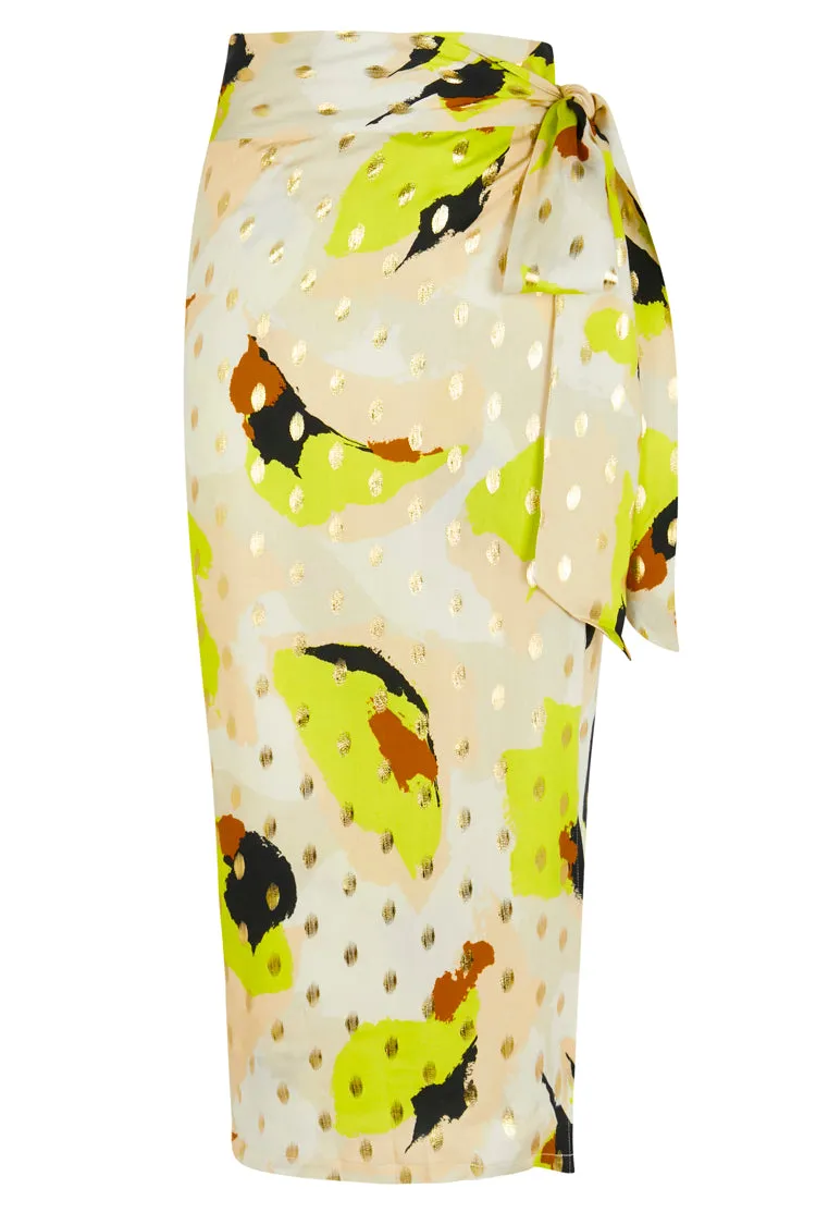 Lime Abstract Animal Jaspre Skirt