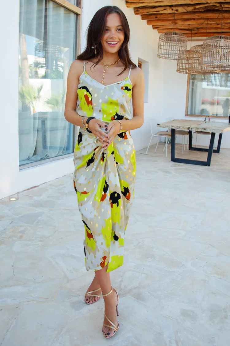Lime Abstract Animal Jaspre Skirt