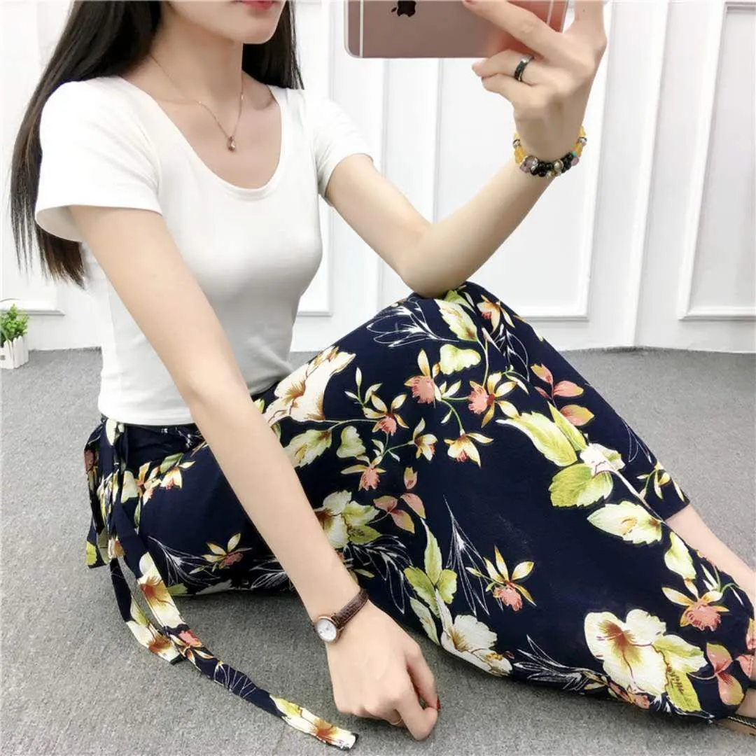 Long Floral Chiffon Casual Skirt One-piece Skirt Women Summer Chiffon Wrap Skirt Long Beach Skirt