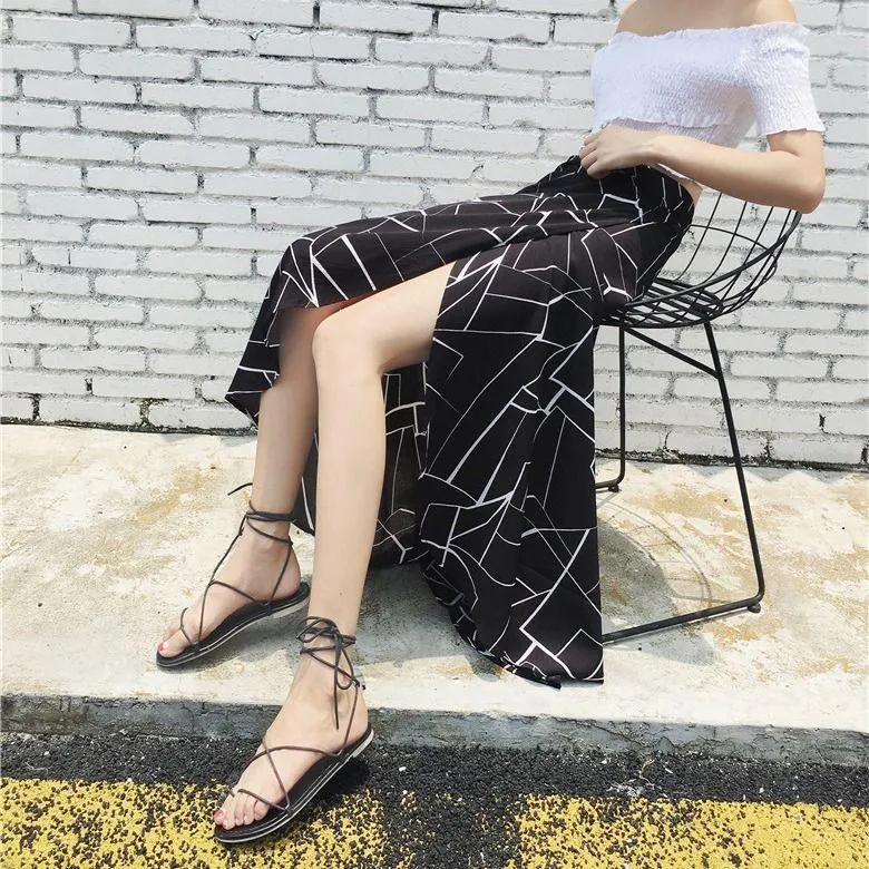 Long Floral Chiffon Casual Skirt One-piece Skirt Women Summer Chiffon Wrap Skirt Long Beach Skirt