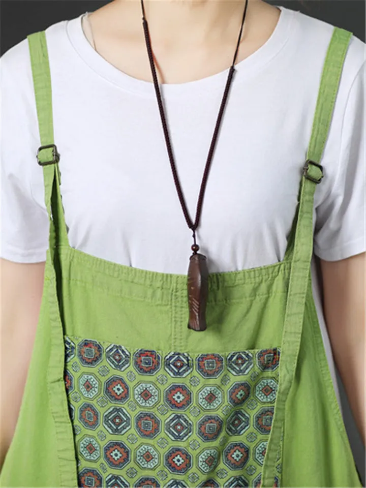 Loose Adjustable Printed Jumpsuits With Pocket