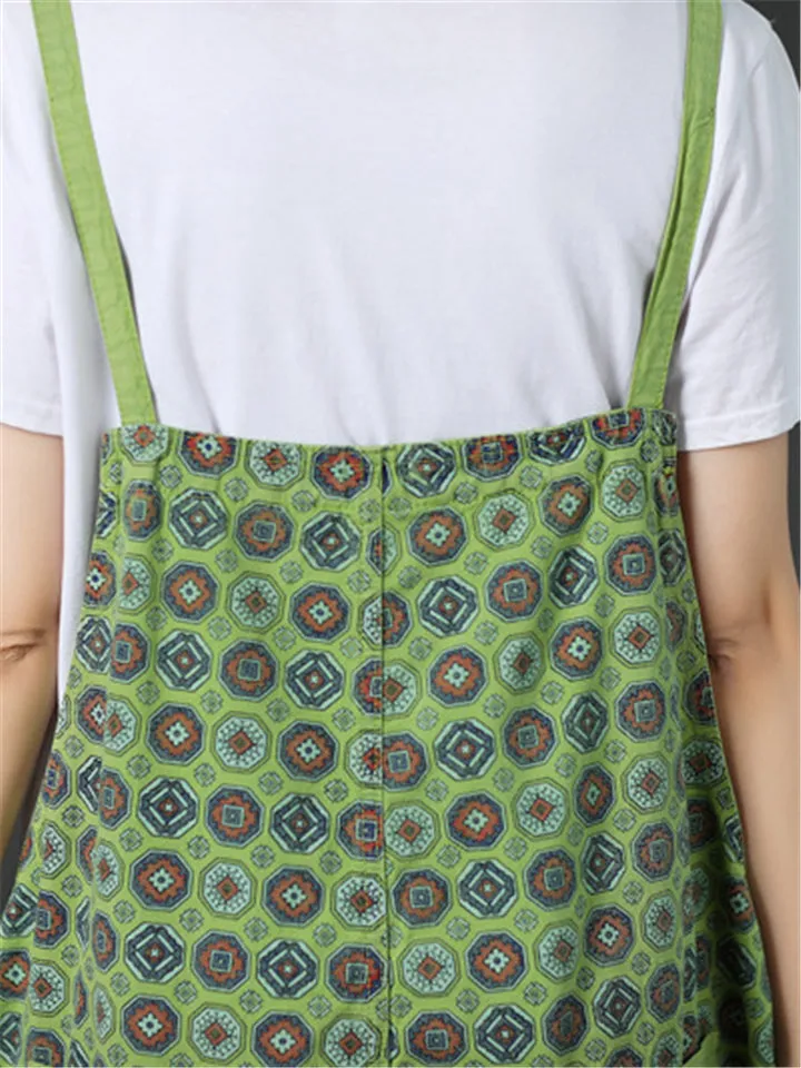 Loose Adjustable Printed Jumpsuits With Pocket