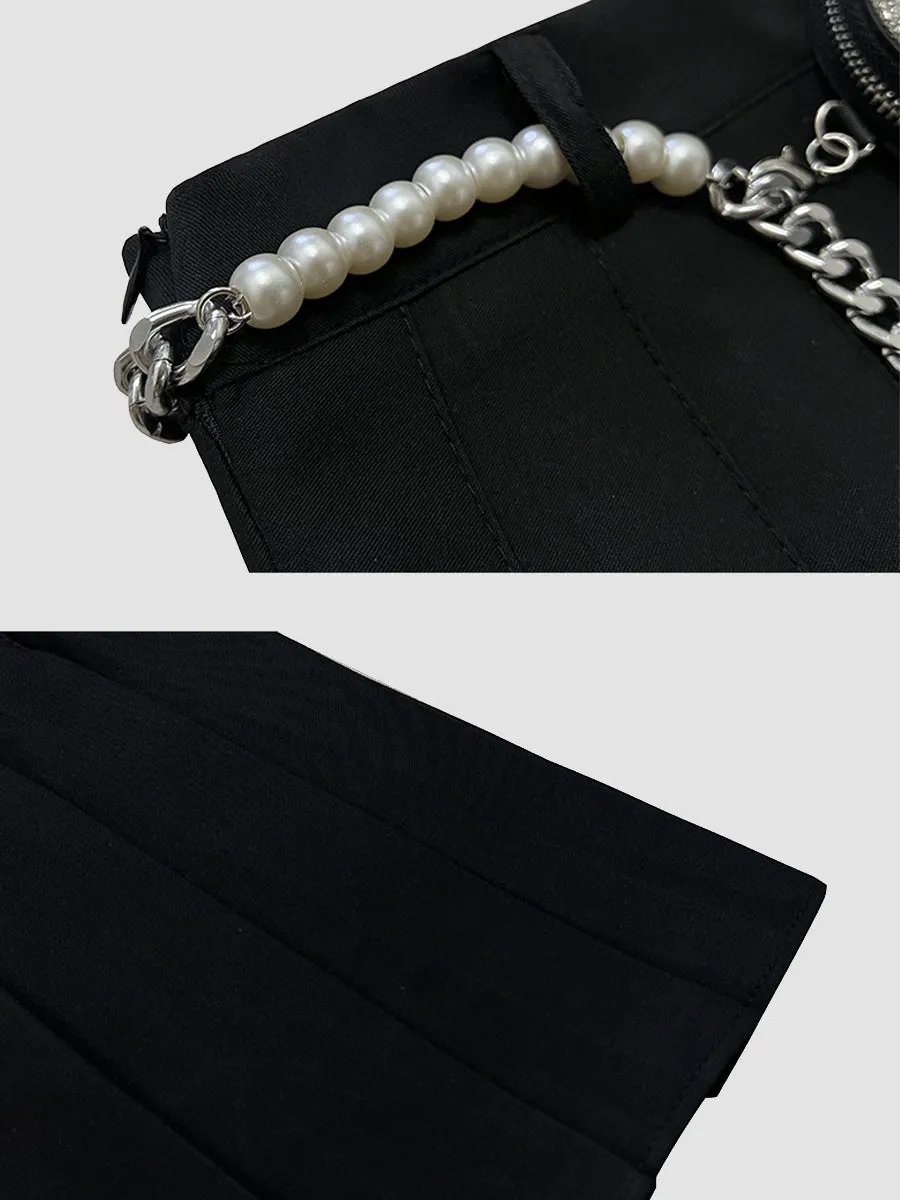 Love Chain Black Pleated Skirt