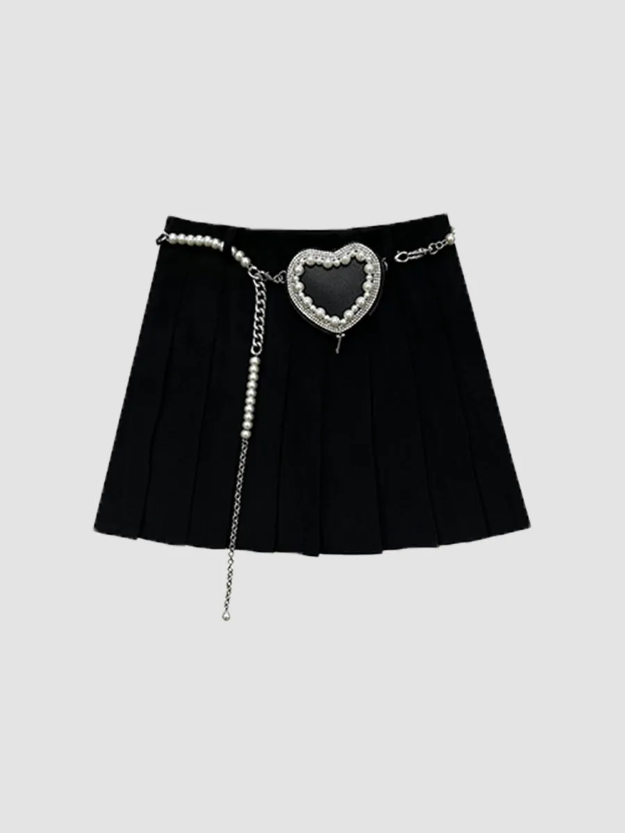 Love Chain Black Pleated Skirt